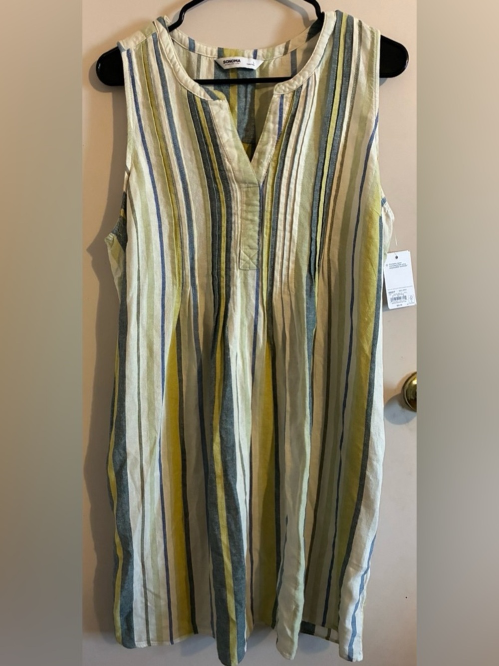 Sonoma Sleeveless Striped Dress Size L Lightweight Multicolor Shift - Picture 2 of 8
